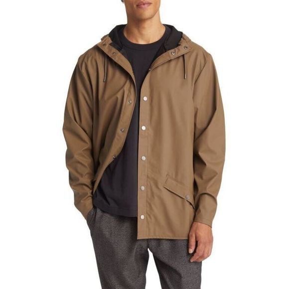 RAINS 12010 Unisex Sz XL Wood Brown Shell Waterproof Jacket - Picture 1 of 9